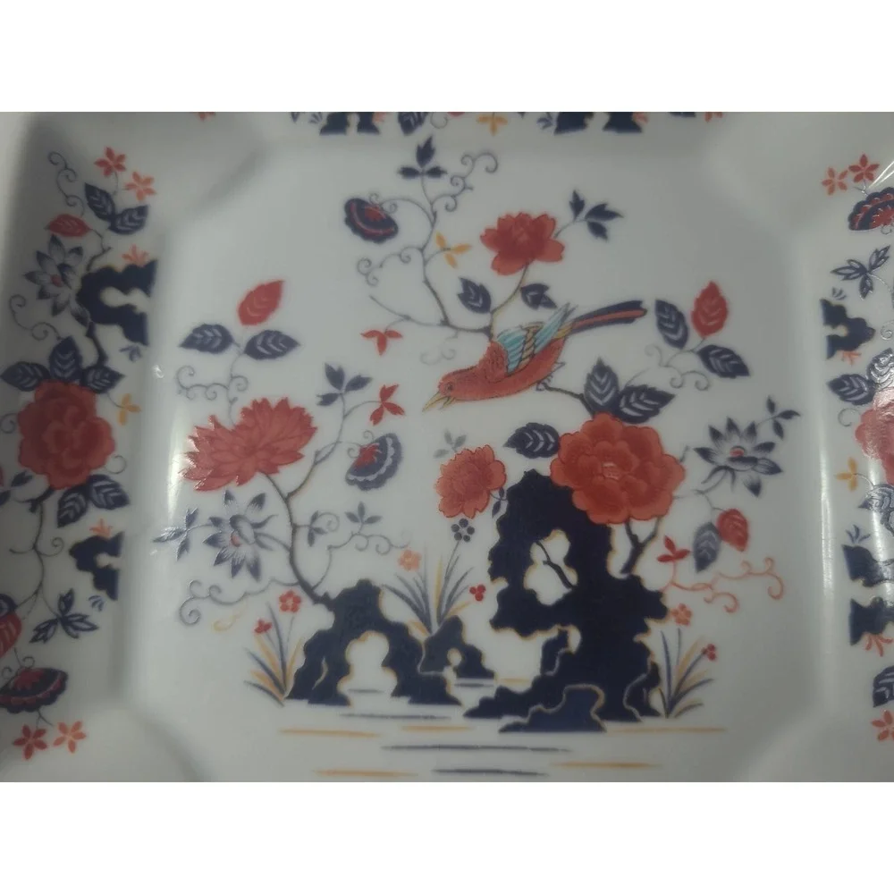 Vintage Floral Birds Square Plate 6